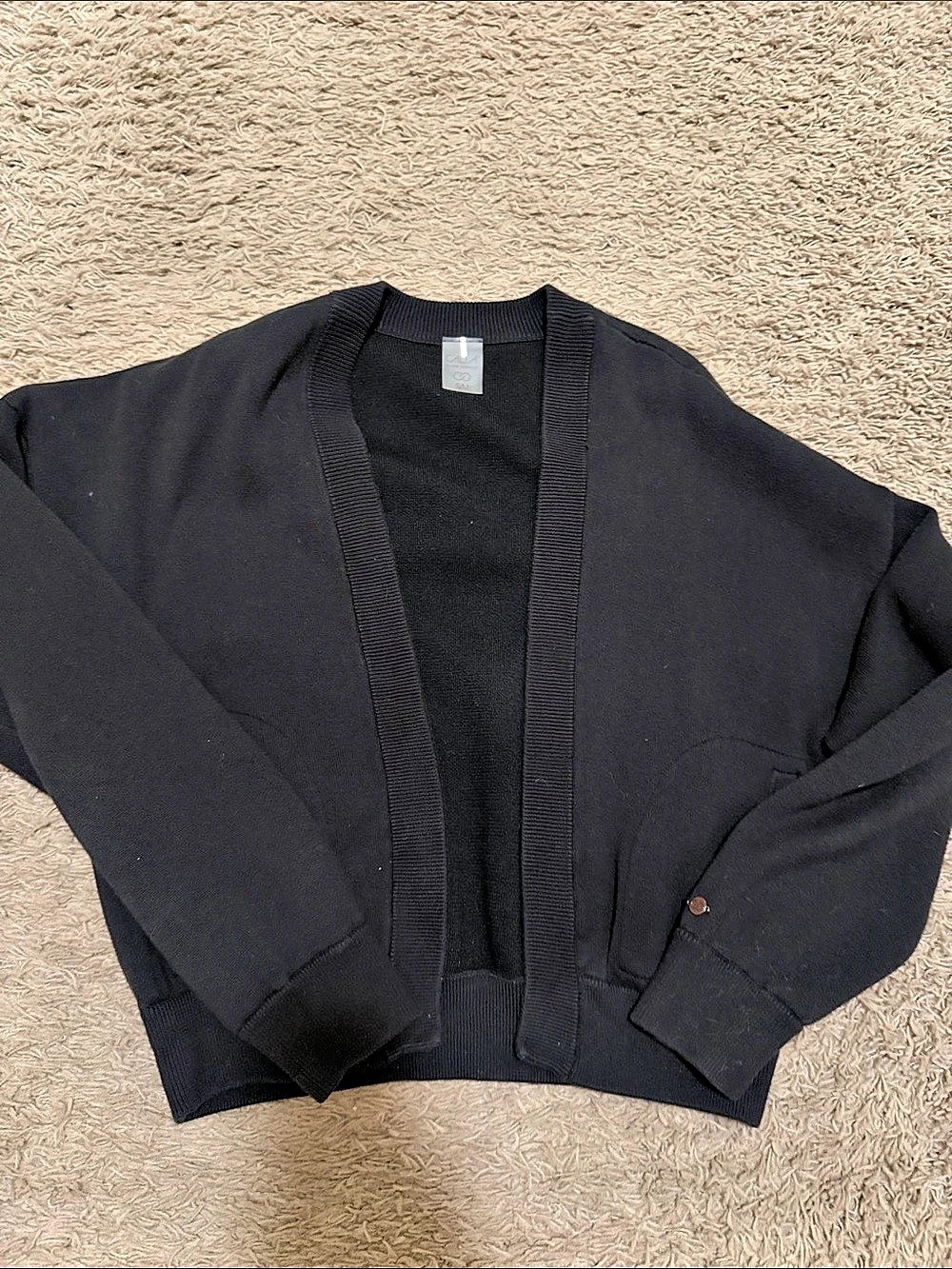 CALA Ribbed Trim Cardigan in Black Size Small/Medium